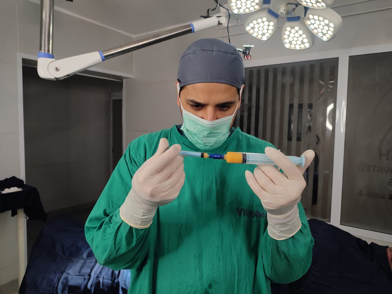 Nanofat — purified golden fat emulsified through a 1.0mm connector, Dr. Khaled Ghalwash